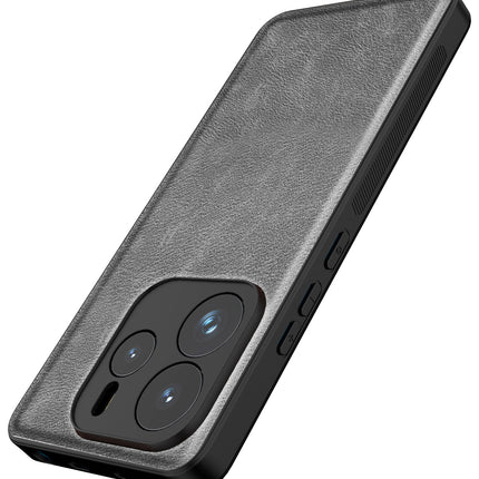 Kapa Tux Leather Back Cover for Redmi Note 14 (5G) | Slim Shockproof Camera Protection Bumper Case (Grey)