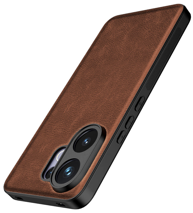 Kapa Tux Leather Back Cover for Vivo V60 / V60e / Vivo T4 Pro 5G | Slim Shockproof Camera Protection Bumper Case (Brown)