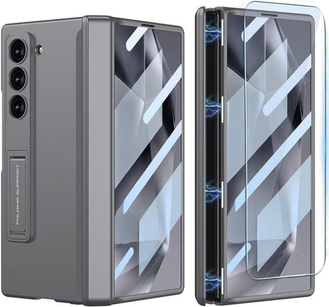 Kapa Magnetic Hinge with Inbuilt Stand Case for Samsung Galaxy Z Fold 7 | Shockproof Stand Hybrid Bumper Back Cover (Grey)