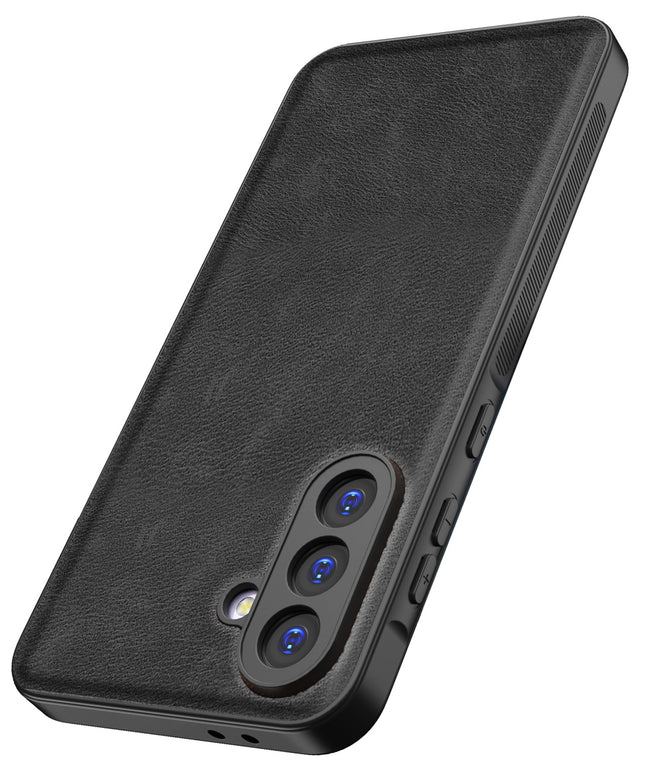 Kapa Tux Leather Back Cover for Samsung Galaxy A56 | Slim Shockproof Camera Protection Bumper Case (Black)