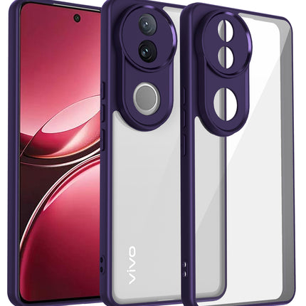 Kapa Hawkeye Clear Back Cover for Vivo V50 5G | Camera Lens Protector Shockproof Slim Clear Case Cover (Purple Sides)
