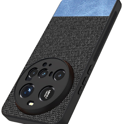 Kapa Soft Fabric & Leather Hybrid Protective Back Cover for Xiaomi 15 Ultra | Shockproof Slim Hard Anti Slip Back Case (Black,Blue)