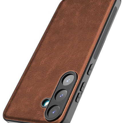 Kapa Tux Leather Back Cover for Samsung Galaxy S25 | Slim Shockproof Camera Protection Bumper Case (Brown)