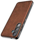 Kapa Tux Leather Back Cover for Samsung Galaxy S25 | Slim Shockproof Camera Protection Bumper Case (Brown)