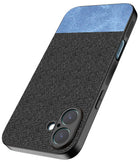 Kapa Soft Fabric & Leather Hybrid Protective Back Cover for Apple iPhone 16 Plus | Shockproof Slim Hard Anti Slip Back Case (Black,Blue) - Mobizang