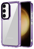 Kapa Warrior Acrylic Clear Back Cover For Samsung Galaxy S24 FE | Slim Shockproof [Military Grade Protection] Hybrid Bumper Case (Purple Sides) - Mobizang