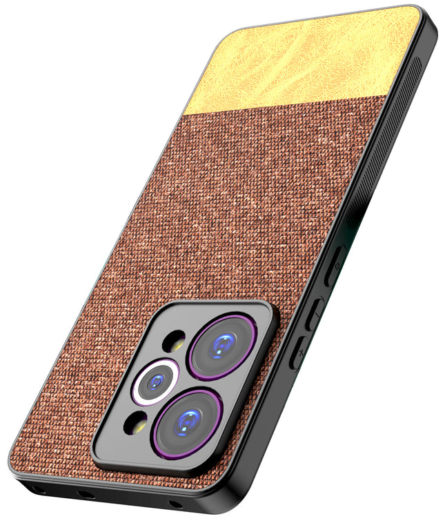 Kapa Soft Fabric & Leather Hybrid Protective Back Cover for Realme 15 Pro 5G | Shockproof Slim Hard Anti Slip Back Case (Brown) - Mobizang