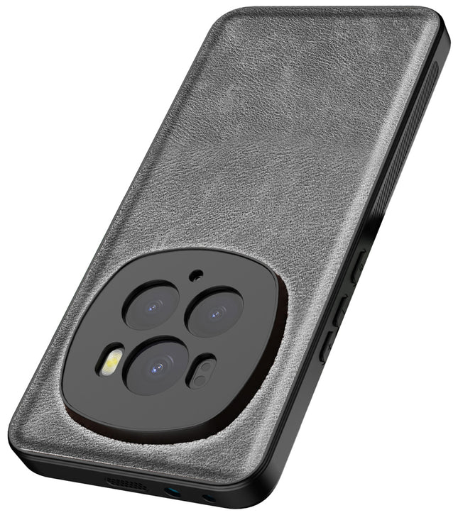 Kapa Tux Leather Back Cover for Honor Magic 6 PRO | Slim Shockproof Camera Protection Bumper Case (Grey)