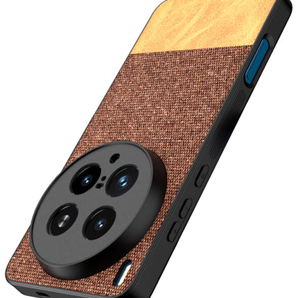 Kapa Soft Fabric & Leather Hybrid Protective Back Cover for Vivo X200 Ultra | Shockproof Slim Hard Anti Slip Back Case (Brown) - Mobizang