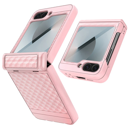 Kapa Geometric Hinge Protection Back Cover for Samsung Galaxy Z Flip5 / Flip 5 | with [Inbuilt Glass] Full Body Shockproof Hard Back Case (Pink)