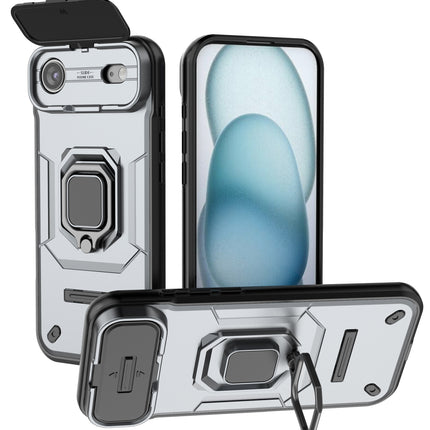 Kapa Armor Slider Back Cover for Apple iPhone 17 Air | Inbuilt Ring + Camera Slider Shockproof Lens Protection Bumper Back Case (Grey)
