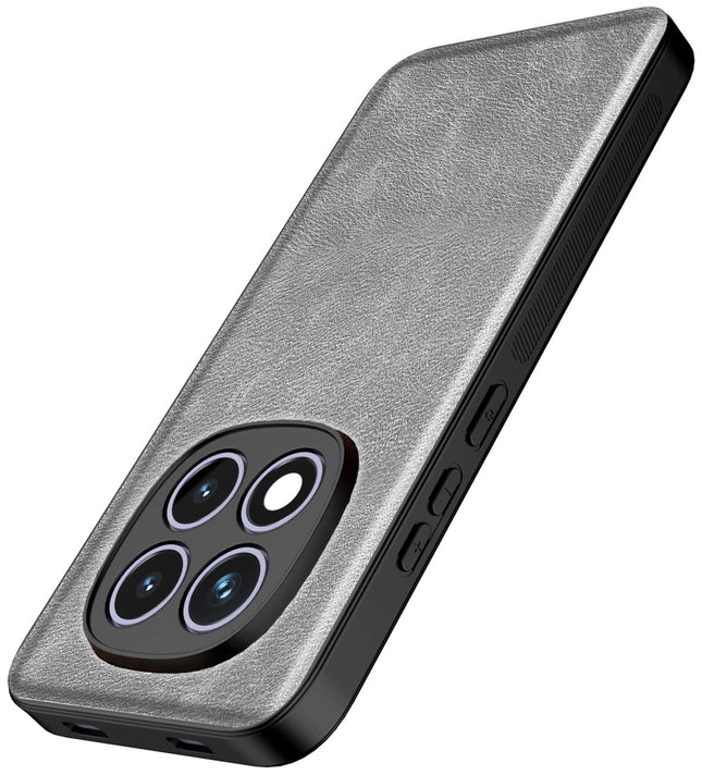 Kapa Tux Leather Back Cover for Redmi Note 15 Pro 5G | Slim Shockproof Camera Protection Bumper Case (Grey) - Mobizang