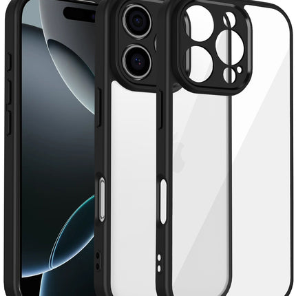 Kapa Hawkeye Clear Back Cover for Apple iPhone 16 Pro Max | Camera Lens Protector Shockproof Slim Clear Case Cover (Black Sides)
