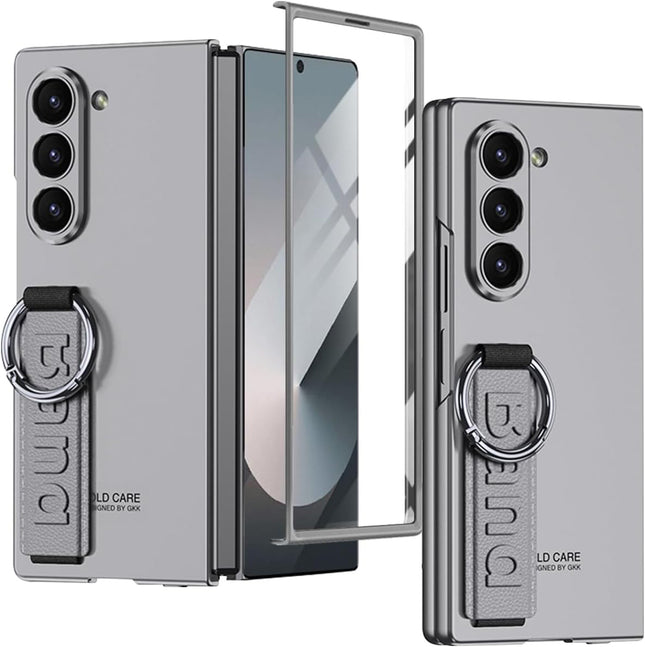 Kapa Shockproof Protective Band Back Cover for Z Fold 7 | Wrist Strap Case Full Body Case (Grey) - Mobizang