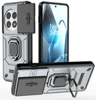 Kapa Armor Slider Back Cover for OnePlus 13 | Inbuilt Ring + Camera Slider Shockproof Lens Protection Bumper Back Case (Grey) - Mobizang
