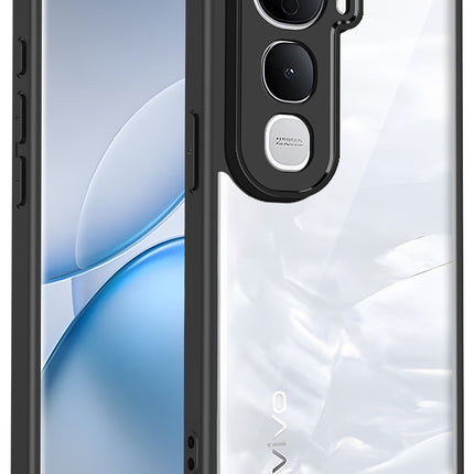 Kapa Hawkeye Clear Slim Tough Back Cover for Vivo Y400 Pro 5G | Camera Lens Protector Anti Yellow Shockproof Clear Hybrid Case Cover (Black Sides)