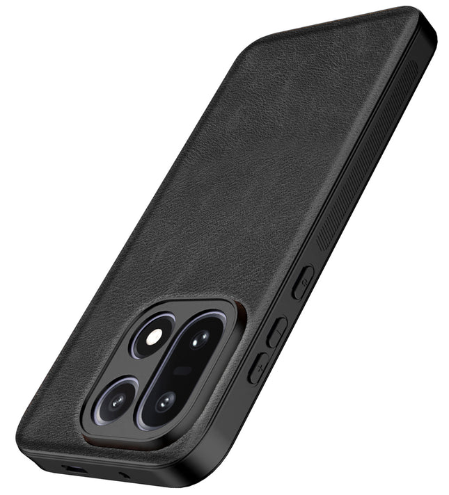 Kapa Tux Leather Back Cover for OnePlus 15 | Slim Shockproof Camera Protection Bumper Case (Black)