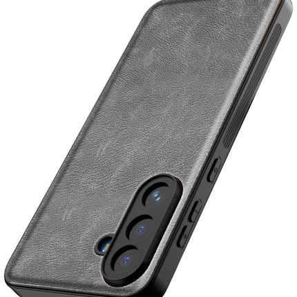 Kapa Tux Leather Back Cover for Samsung Galaxy M36 / F36 5G | Slim Shockproof Camera Protection Bumper Case (Grey)