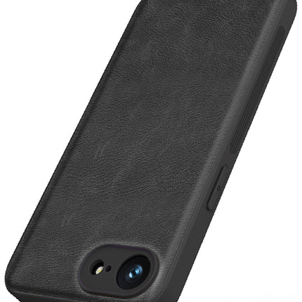 Kapa Tux Leather Back Cover for Apple iPhone 16E | Slim Shockproof Camera Protection Bumper Case (Black) - Mobizang
