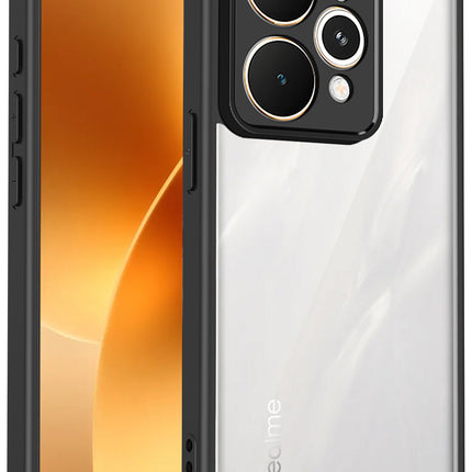 Kapa Hawkeye Clear Slim Tough Back Cover for Realme 15 Pro 5G | Camera Lens Protector Anti Yellow Shockproof Clear Hybrid Case Cover (Black)