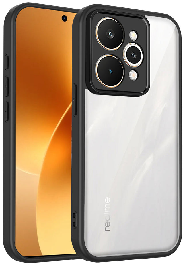 Kapa Hawkeye Clear Slim Tough Back Cover for Realme 15 Pro 5G | Camera Lens Protector Anti Yellow Shockproof Clear Hybrid Case Cover (Black)
