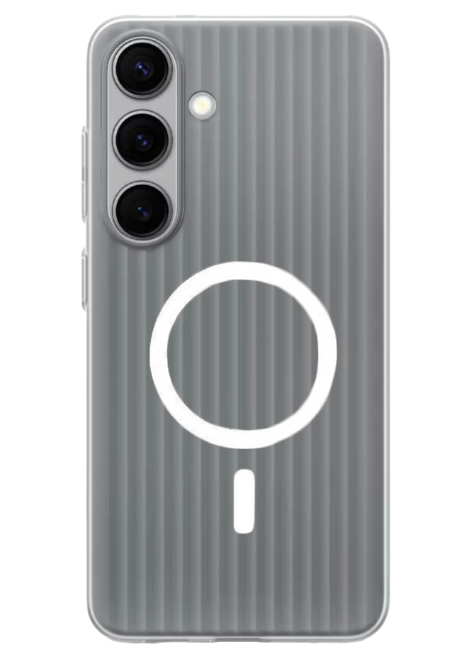 Kapa Matte Magnetic Wave Grip Back Cover for Samsung Galaxy S25 PLUS | [MagSafe Compatible] Wireless charging, Slim, Metal Buttons, Frosted Back Case (White)