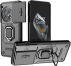 Kapa Armor Slider Back Cover for OnePlus 12R | Inbuilt Ring + Camera Slider Shockproof Lens Protection Bumper Back Case (Black) - Mobizang