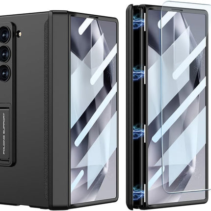Kapa Magnetic Hinge with Inbuilt Stand Case for Samsung Galaxy Z Fold 7 | Shockproof Stand Hybrid Bumper Back Cover (Black) - Mobizang