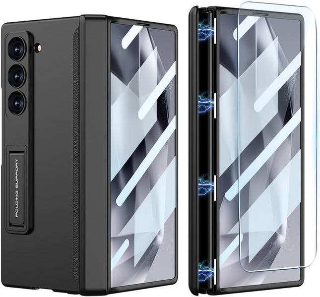 Kapa Magnetic Hinge with Inbuilt Stand Case for Samsung Galaxy Z Fold 7 | Shockproof Stand Hybrid Bumper Back Cover (Black) - Mobizang
