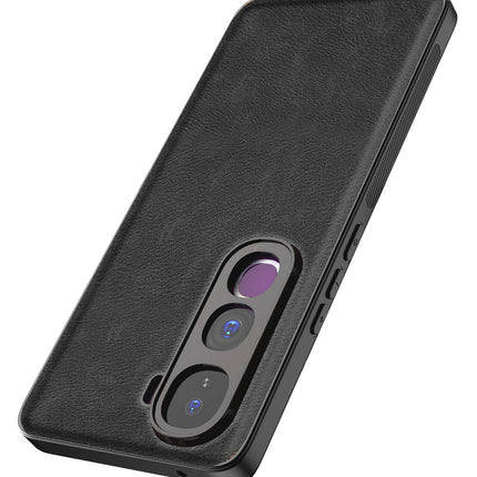 Kapa Tux Leather Back Cover for Vivo Y400 Pro 5G | Slim Shockproof Camera Protection Bumper Case (Black) - Mobizang