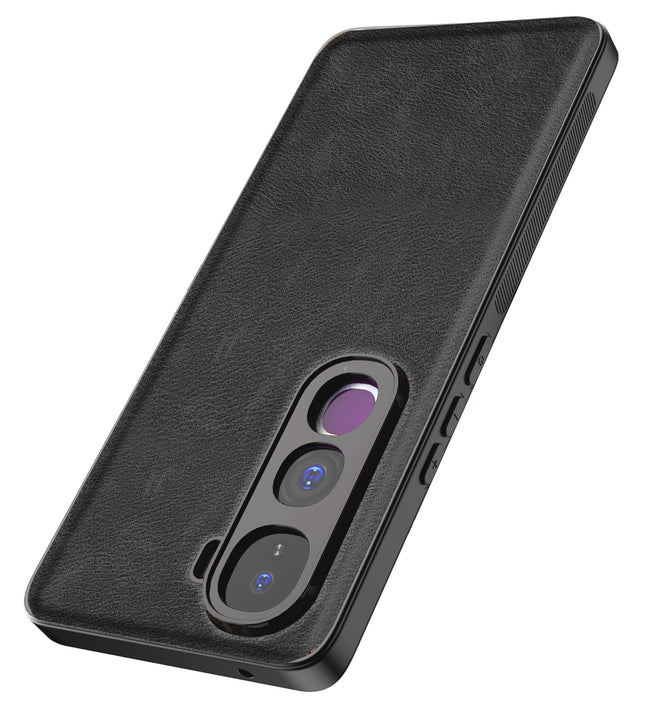 Kapa Tux Leather Back Cover for Vivo Y400 Pro 5G | Slim Shockproof Camera Protection Bumper Case (Black) - Mobizang
