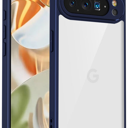 Kapa Hawkeye Clear Slim Tough Back Cover for Google Pixel 10 Pro | Camera Lens Protector Anti Yellow Shockproof Clear Hybrid Case Cover (Blue) - Mobizang