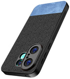 Kapa Soft Fabric & Leather Hybrid Protective Back Cover for Vivo X200 FE 5G | Shockproof Slim Hard Anti Slip Back Case (Black,Blue)