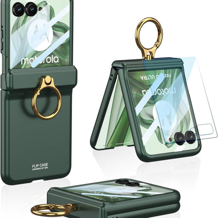 Kapa Magnetic Hinge and Ring Back Cover for Motorola Razr 60 Ultra | Ultra Thin Shockproof Slim Hard Protective Case (Green)