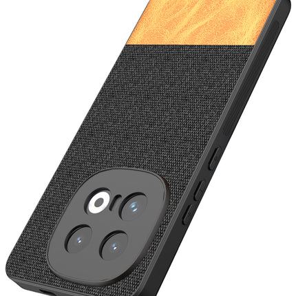 Kapa Soft Fabric & Leather Hybrid Protective Back Cover for Iqoo 13 (5G) | Shockproof Slim Hard Anti Slip Back Case (Black,Brown)