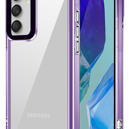 Kapa Warrior Acrylic Clear Back Cover For Samsung Galaxy M55 (5G) | Slim Shockproof [Military Grade Protection] Hybrid Bumper Case (Purple Sides) - Mobizang