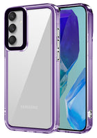 Kapa Warrior Acrylic Clear Back Cover For Samsung Galaxy M55 (5G) | Slim Shockproof [Military Grade Protection] Hybrid Bumper Case (Purple Sides) - Mobizang