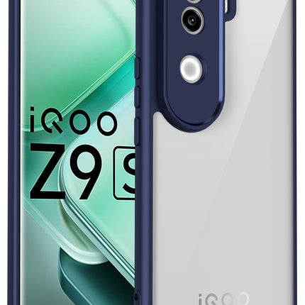 Kapa Hawkeye Clear Back Cover for Vivo V40E / iQOO Z9S | Camera Lens Protector Shockproof Slim Clear Case Cover (Blue Sides)