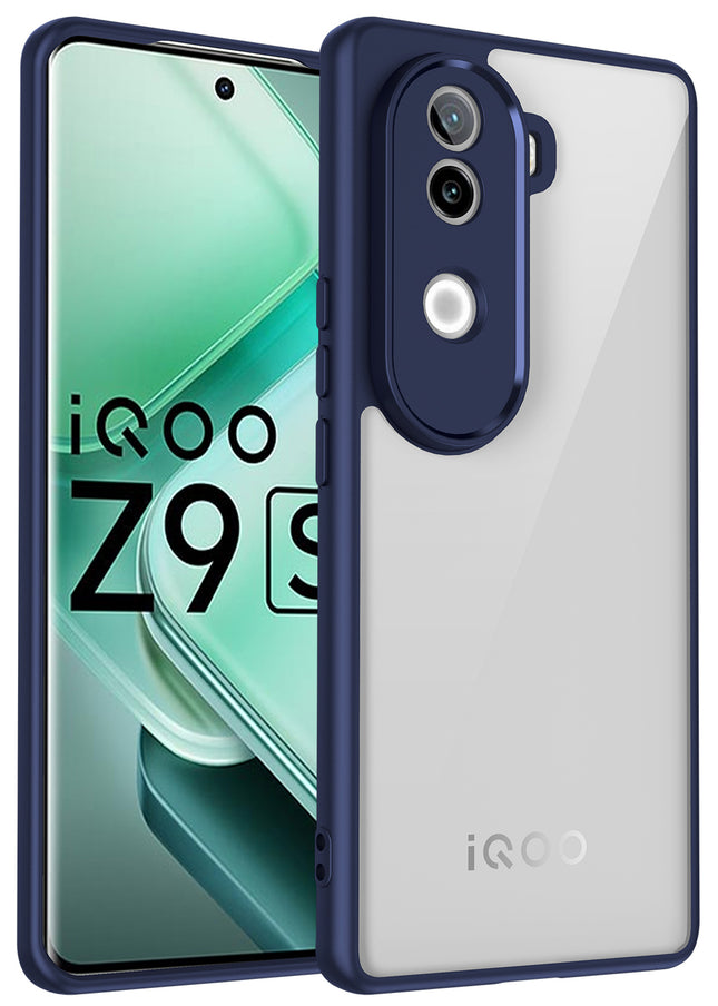 Kapa Hawkeye Clear Back Cover for Vivo V40E / iQOO Z9S | Camera Lens Protector Shockproof Slim Clear Case Cover (Blue Sides)