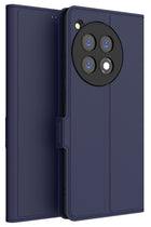 Kapa Noble Slim Magnetic Leather Flip Case Cover for OnePlus 12R | Card Holder Stand Flip Wallet Case (Blue) - Mobizang