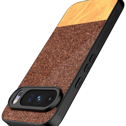 Kapa Soft Fabric & Leather Hybrid Protective Back Cover for Google Pixel 10 Pro XL | Shockproof Slim Hard Anti Slip Back Case (Brown)
