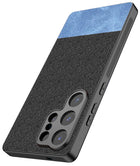 Kapa Soft Fabric & Leather Hybrid Protective Back Cover for Samsung Galaxy S25 Ultra | Shockproof Slim Hard Anti Slip Back Case (Black,Blue)