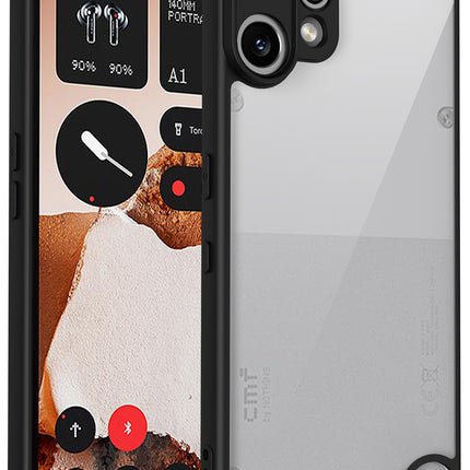 Kapa Hawkeye Clear Slim Tough Back Cover for CMF Phone 2 PRO | Camera Lens Protector Anti Yellow Shockproof Clear Hybrid Case Cover (Black) - Mobizang