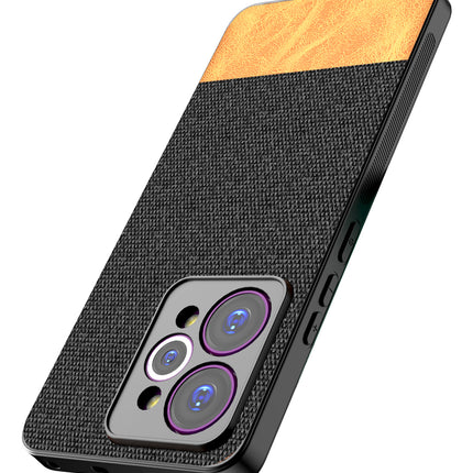 Kapa Soft Fabric & Leather Hybrid Protective Back Cover for Realme 15 Pro 5G | Shockproof Slim Hard Anti Slip Back Case (Black,Brown) - Mobizang