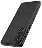 Kapa Tux Leather Back Cover for Samsung Galaxy S25 Edge | Slim Shockproof Camera Protection Bumper Case (Black) - Mobizang