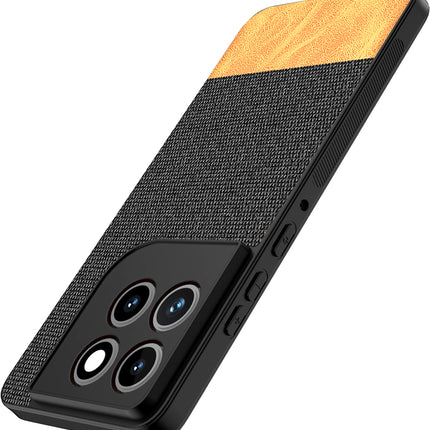Kapa Soft Fabric & Leather Hybrid Protective Back Cover for Moto Edge 70 | Shockproof Slim Hard Anti Slip Back Case (Black,Brown)