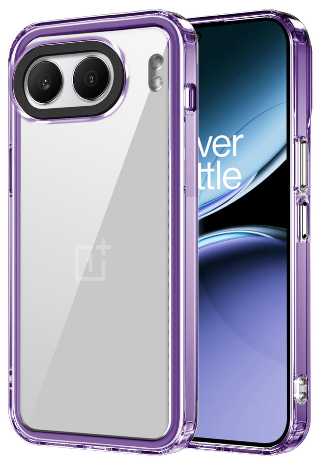 Kapa Warrior Acrylic Clear Back Cover For OnePlus Nord 4 | Slim Shockproof [Military Grade Protection] Hybrid Bumper Case (Purple Sides)