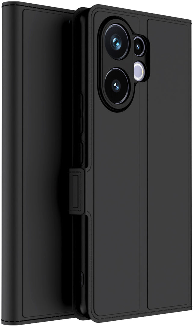 Kapa Noble Slim Magnetic Leather Flip Case Cover for Vivo V60 / V60e / Vivo T4 Pro 5G | Card Holder Stand Flip Wallet Case (Black) - Mobizang