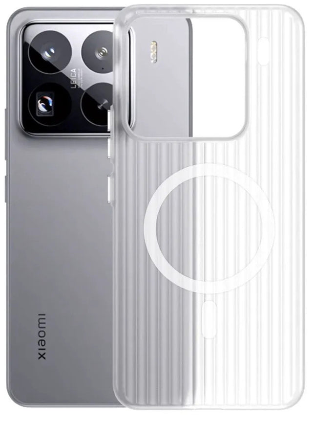 Kapa Wave Magnetic Frosted Grip Back Cover for Xiaomi 15 | [MagSafe Compatible] Wireless charging, Slim, Metal Buttons Matte Finish Back Case (White) - Mobizang