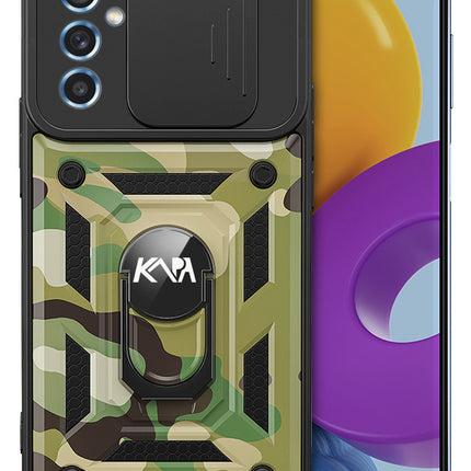 Kapa Tank Back Cover for Samsung Galaxy S24 Plus | Inbuilt Ring + Slider Shockproof Lens Protection Bumper Back Case (Green) - Mobizang